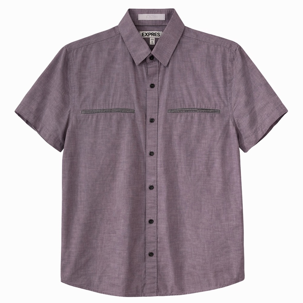 Express Men's Casual Purple Button Down Shirt